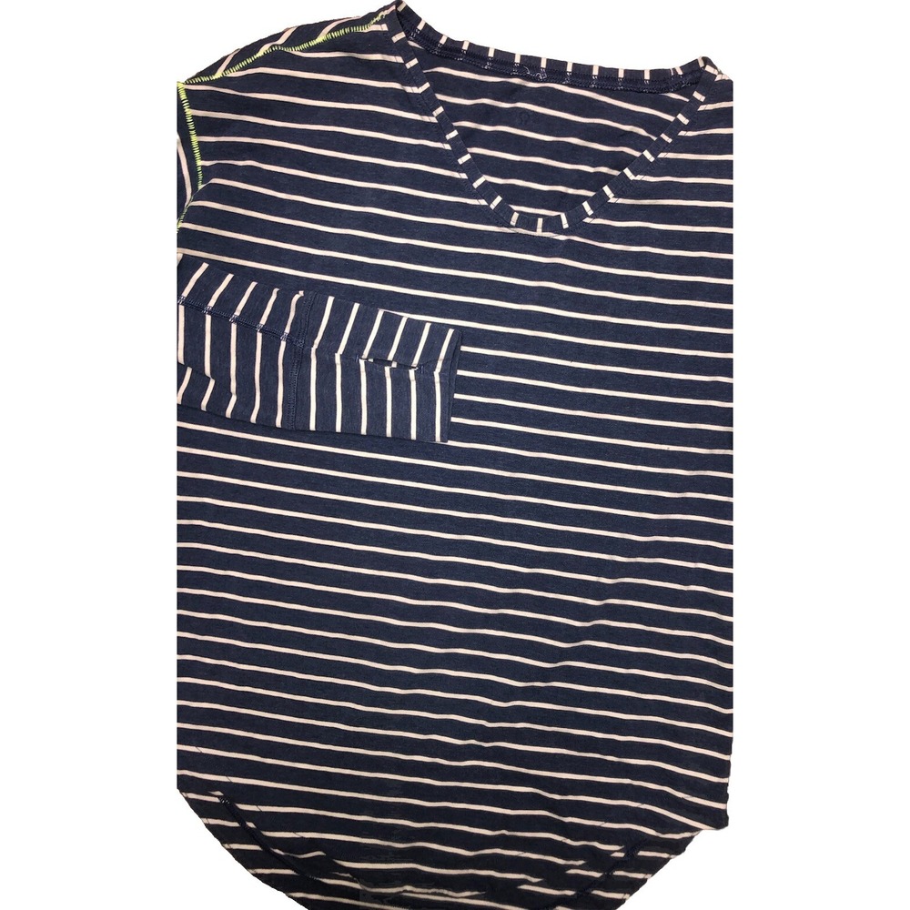 Lululemon Long Sleeve Tee Women'sโ 6 Lux Indigo White Stripe Weekend Thumbholes